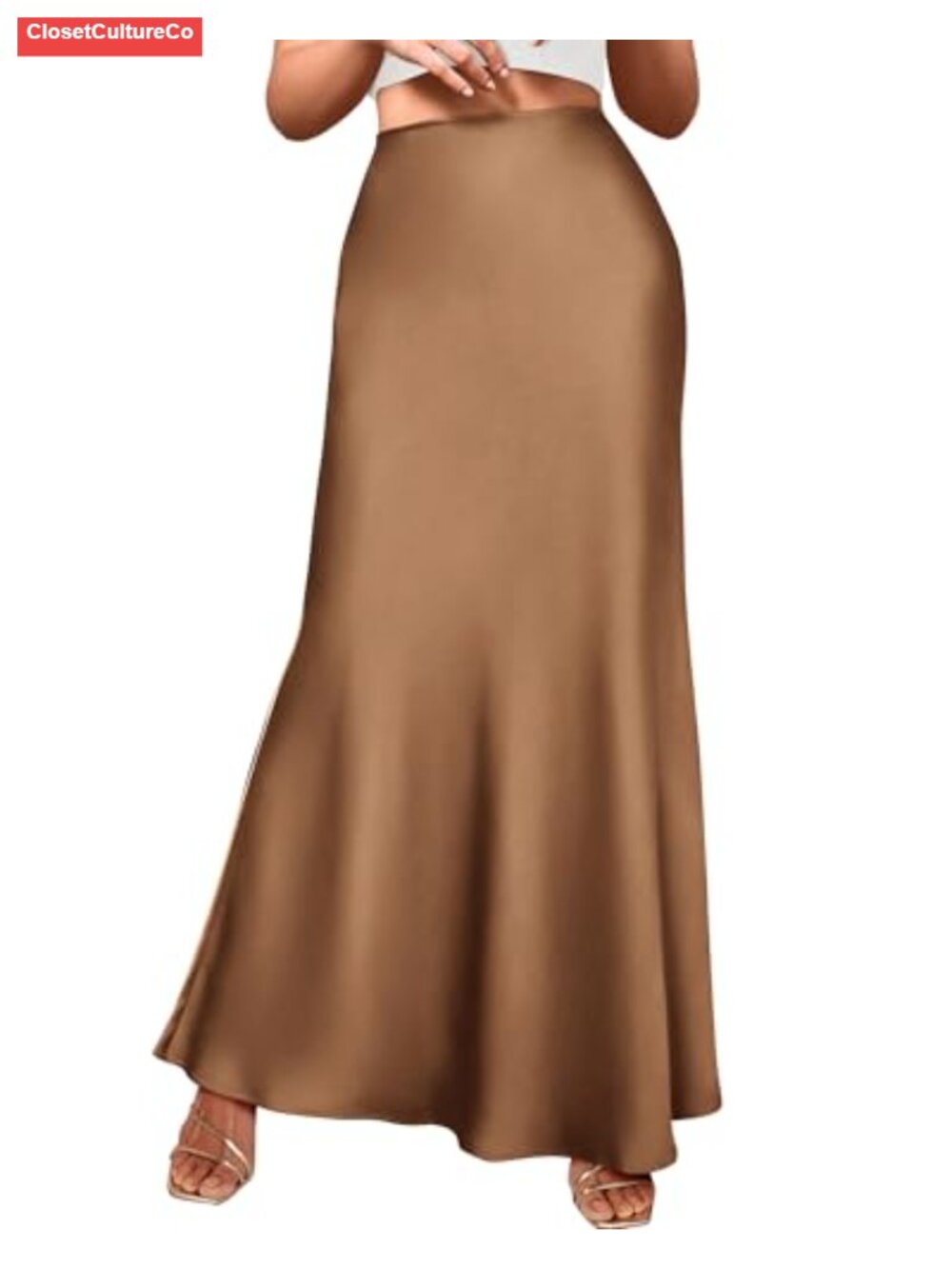 Satin Mermaid Maxi Skirt High Waist A-Line Business Casual